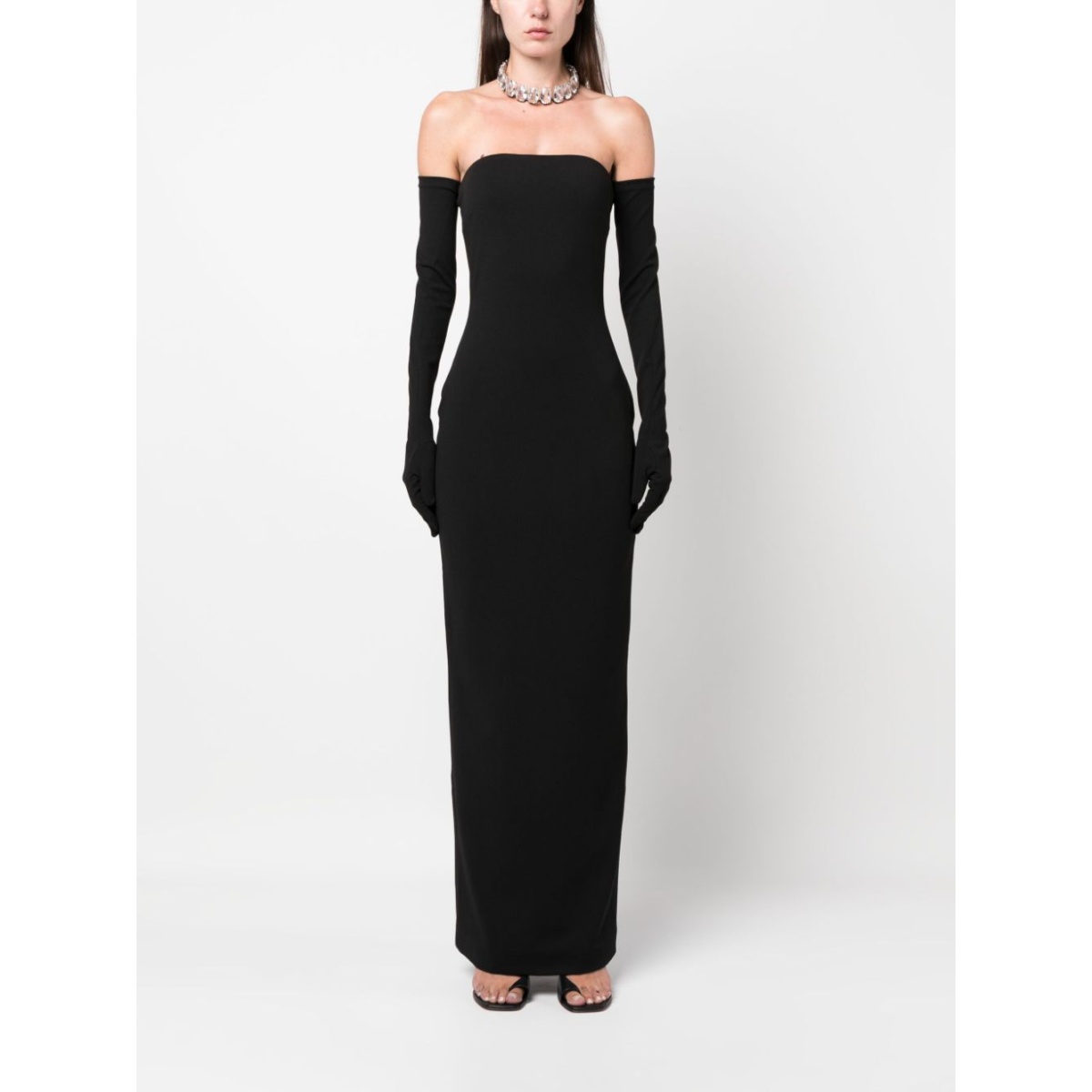 Solace London Black The Tullia strapless gown