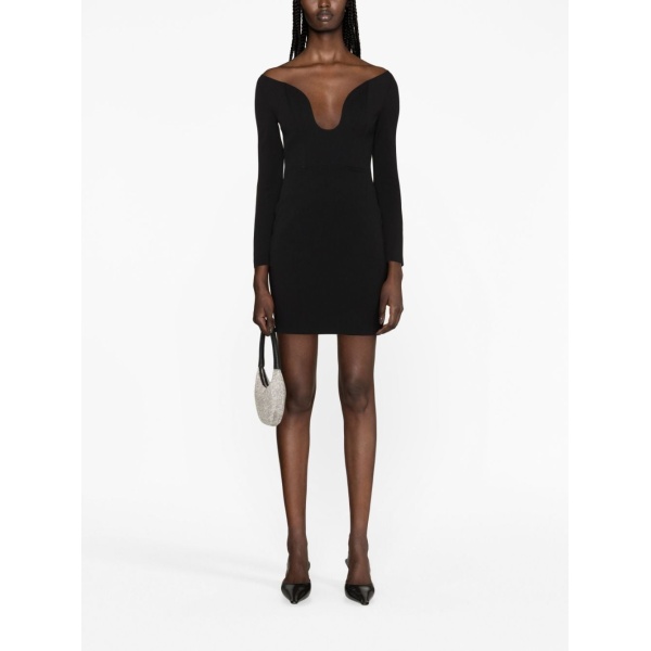 Solace London Black The Uma off-shoulder minidress