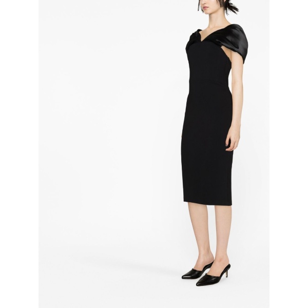 Solace London Black Wrenley off-shoulder midi dress