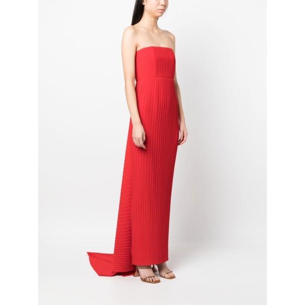 Solace London Red pleated strapless dress