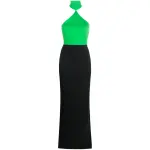 Solace London Green two-tone crepe maxi dress