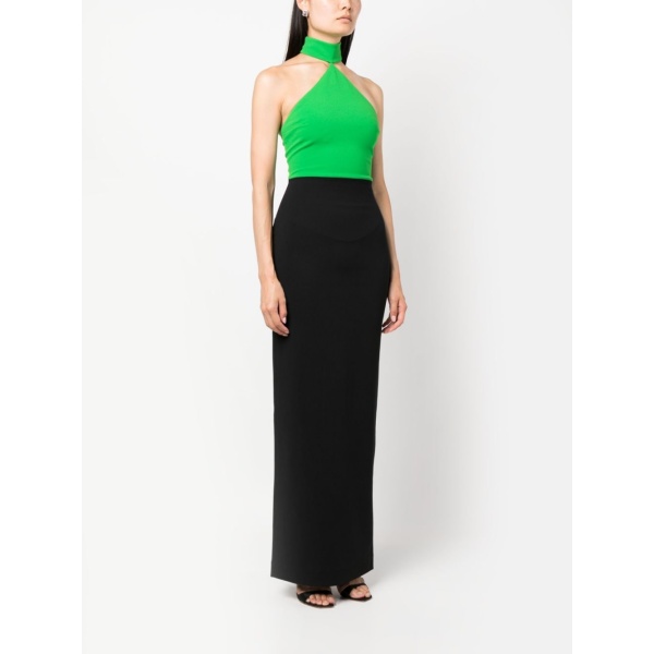 Solace London Green two-tone crepe maxi dress