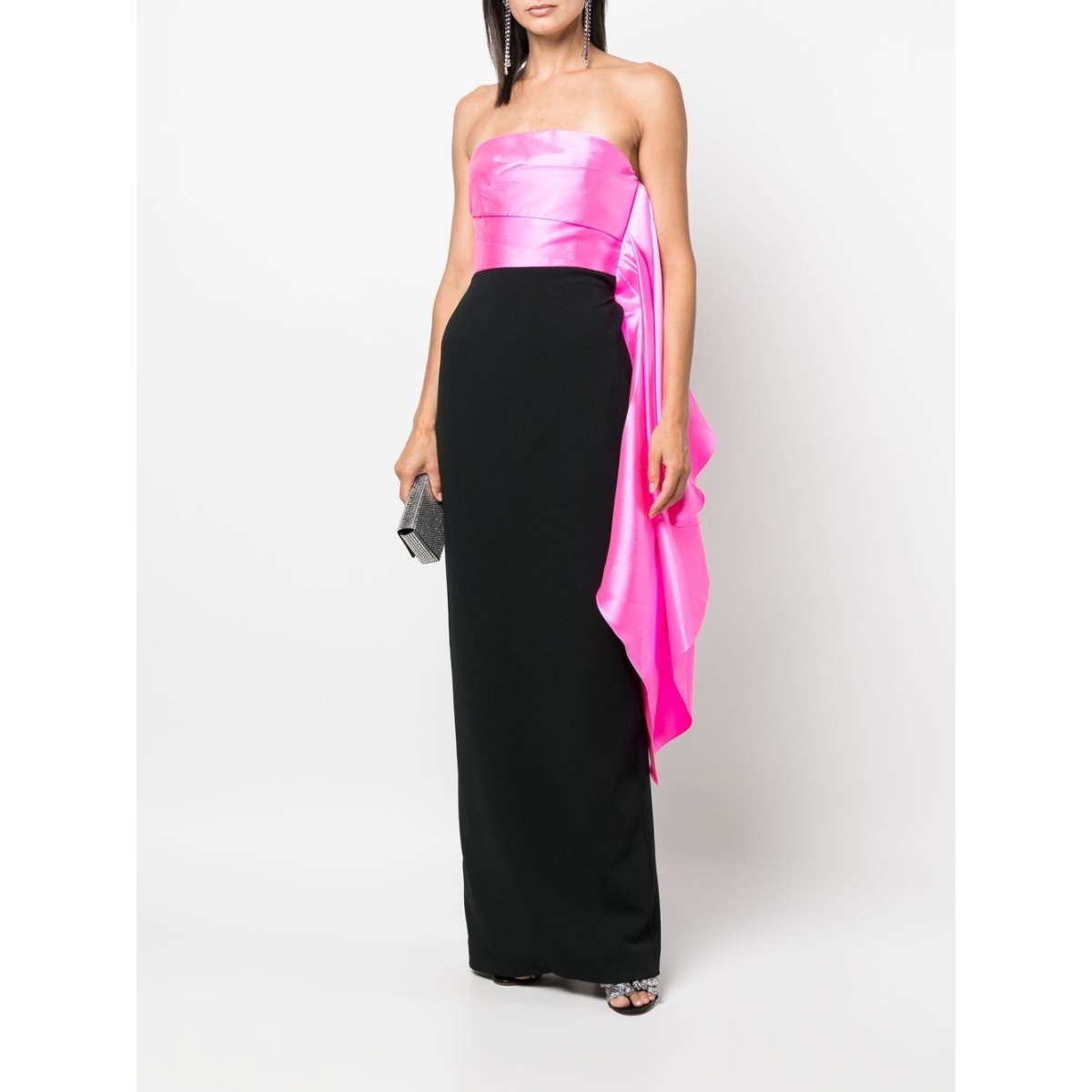 Solace London Black two-tone strapless gown