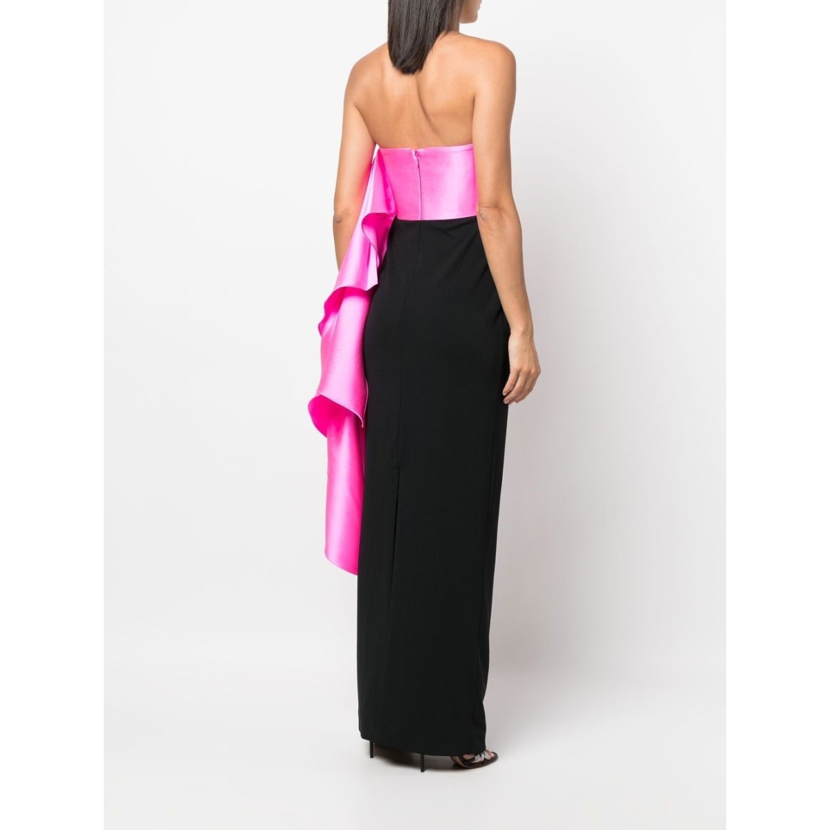 Solace London Black two-tone strapless gown