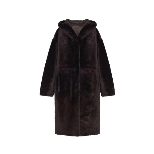 Yves Salomon Long Hooded Shearling Coat85640 nobg