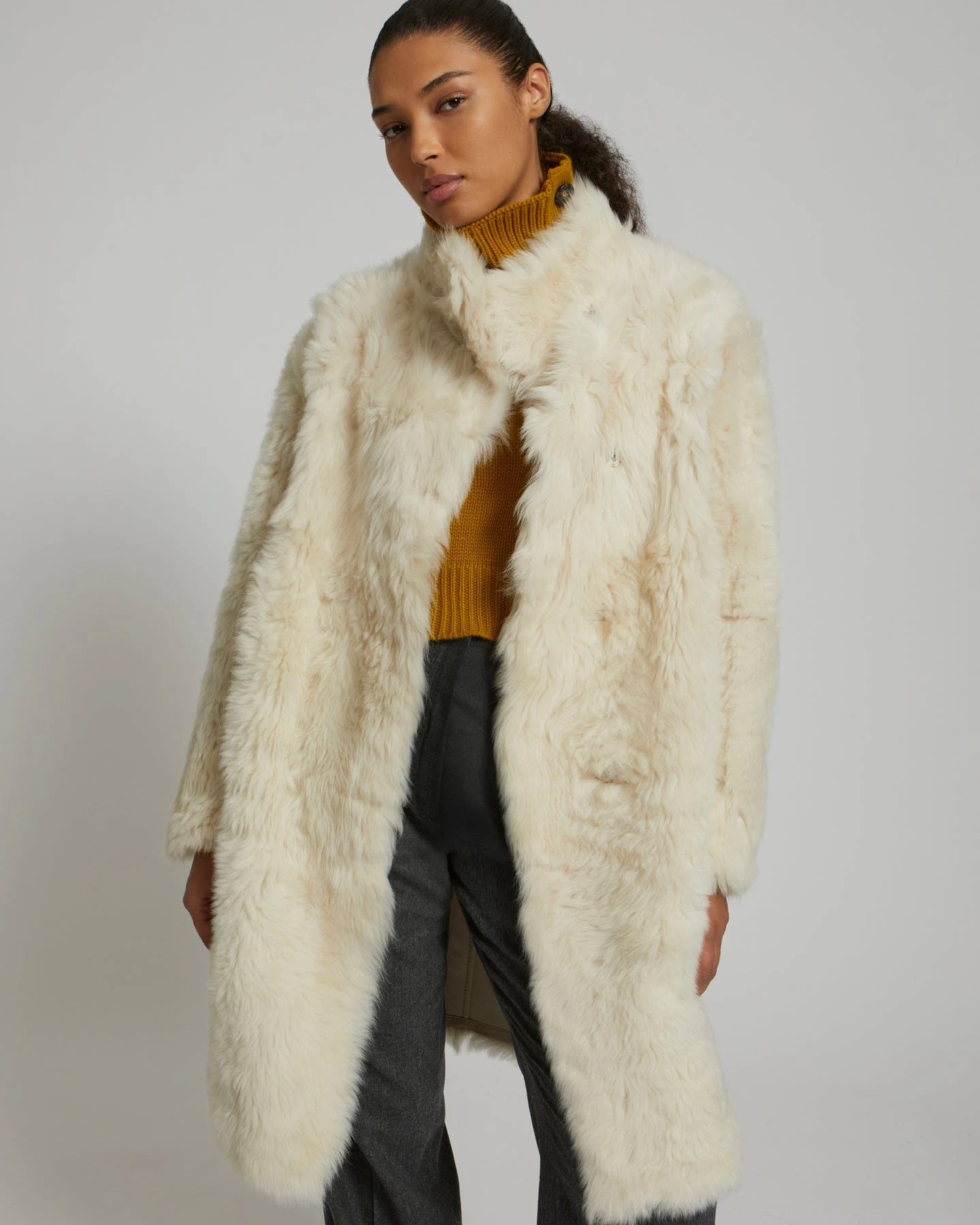 Yves Salomon Ivory Coat | Luxury Fur Collection | Coveti