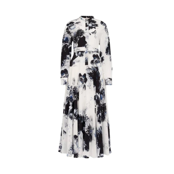 Alexander Mcqueen Chiaroscuro Shirt Dress in Electric Blue 454666 nobg