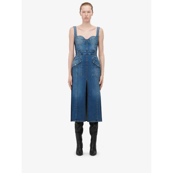alexander mcqueen denim dress