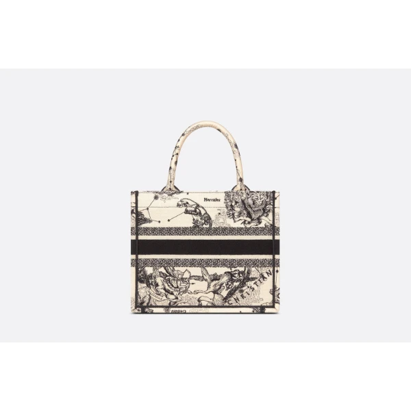 Dior small book online tote toile de jouy