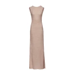 Magda Butrym Backless boucle knit maxi dress in beige scaled75679 nobg