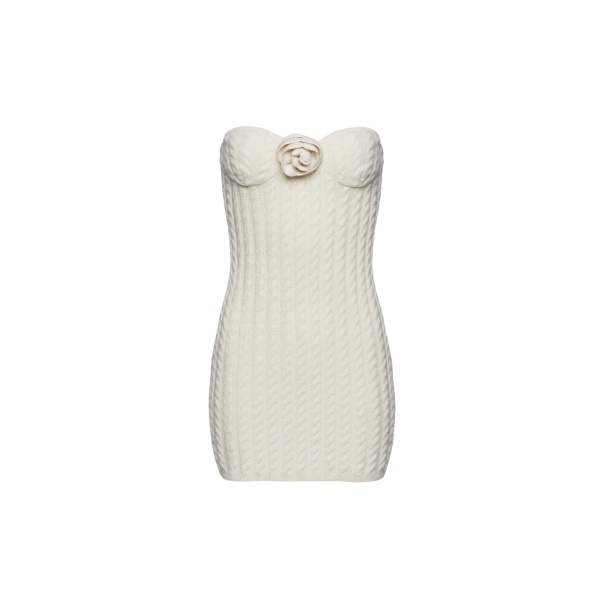 Magda Butrym Bustier cable knit mini dress in cream scaled52614 nobg