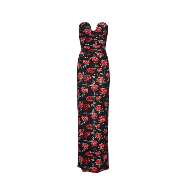 Magda Butrym Bustier maxi dress in black floral print scaled62359 nobg