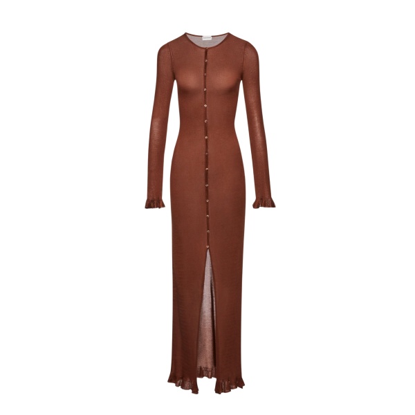 Magda Butrym Button down knitwear dress in brown scaled36566 nobg