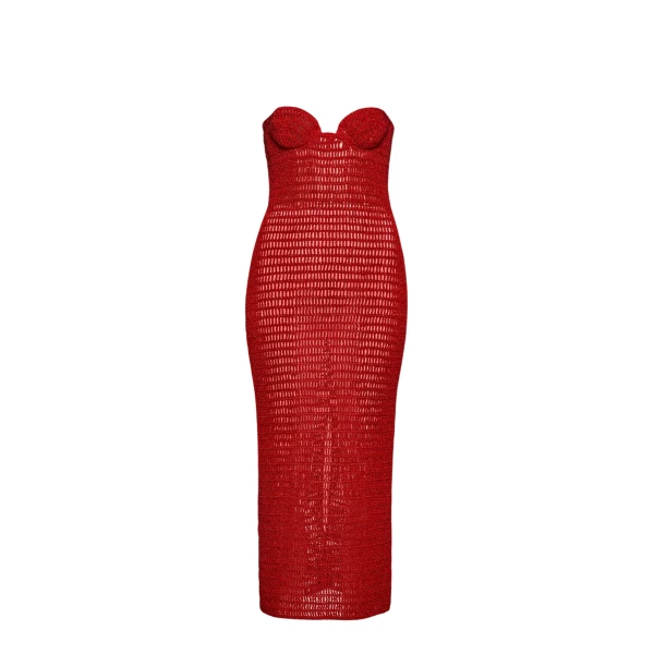 Magda Butrym Crochet bustier midi dress in red scaled72942 nobg