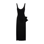 Magda Butrym Crystal jersey scoop neck midi dress in black scaled25145 nobg