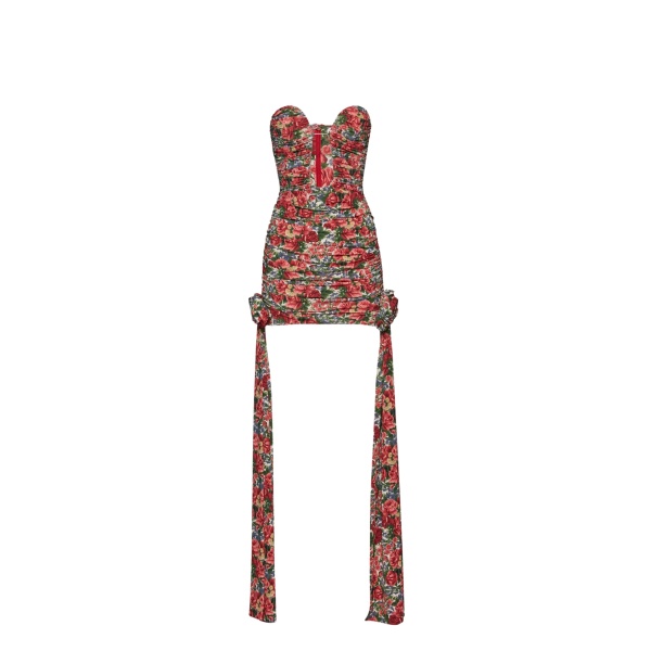 Magda Butrym Double sash plunge mini dress in red floral print scaled44986 nobg