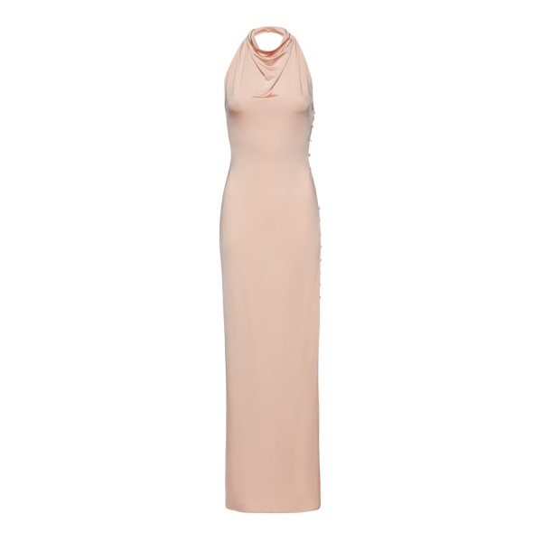 Magda Butrym Draped jersey maxi halter dress in beige scaled58339 nobg