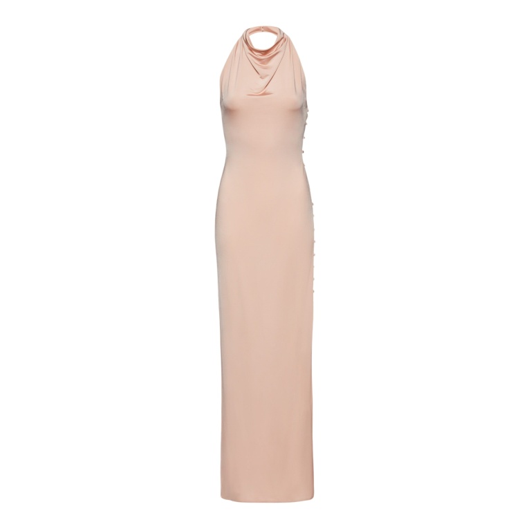 Magda Butrym Draped jersey maxi halter dress in beige scaled58339 nobg