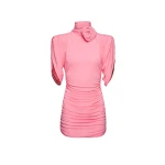 Magda Butrym Draped turtleneck jersey dress in pink scaled34495 nobg