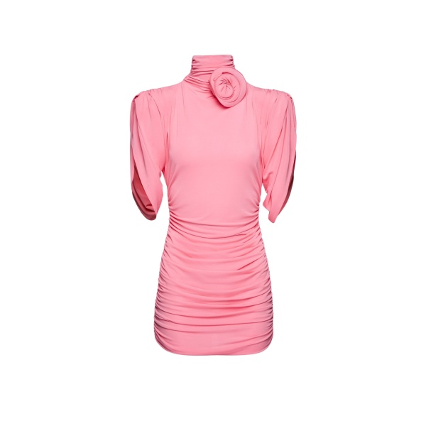 Magda Butrym Draped turtleneck jersey dress in pink scaled34495 nobg