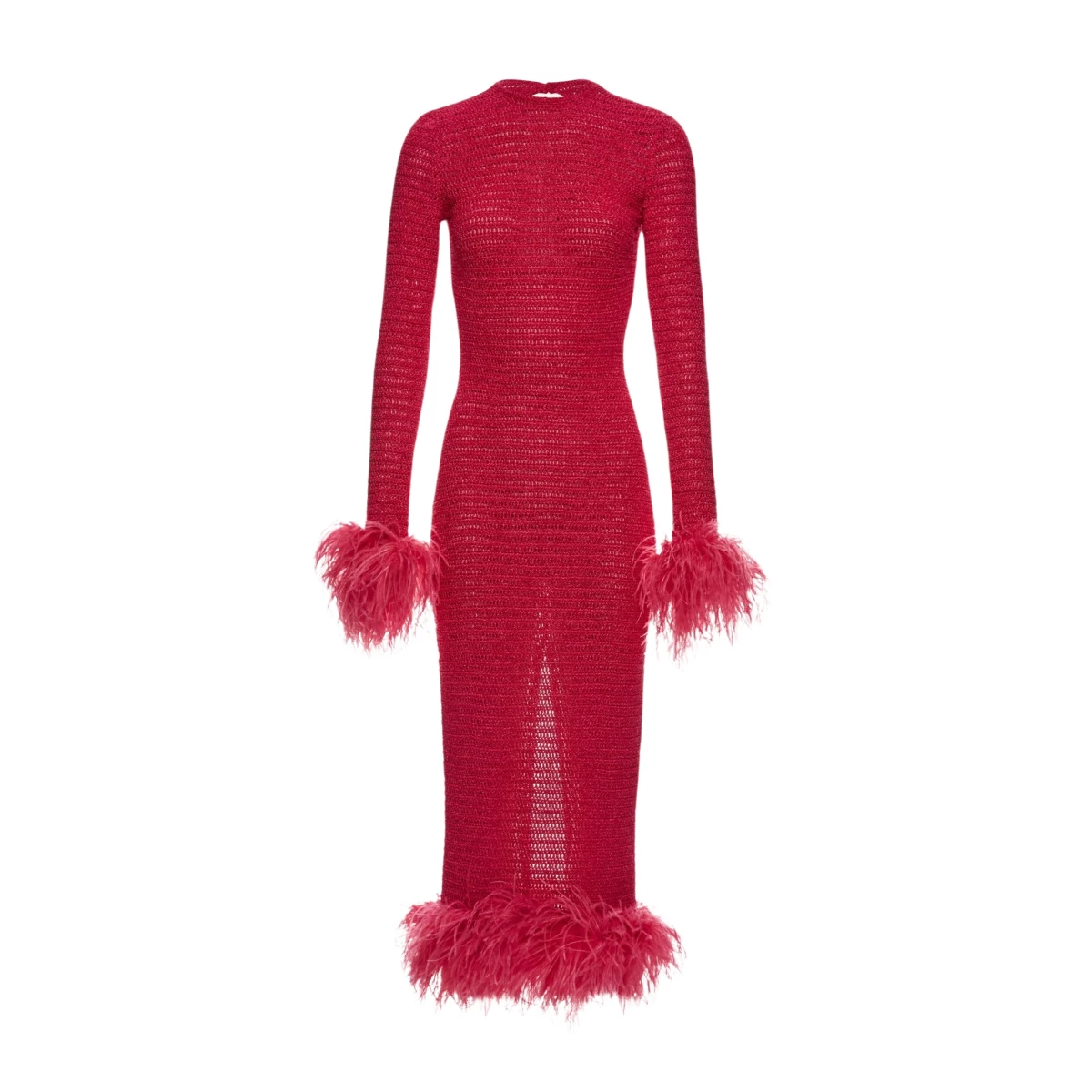 Magda Butrym Feather crochet midi dress in fuchsia scaled75745 nobg