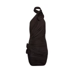 Magda Butrym Gathered halter mini dress in brown scaled61733 nobg