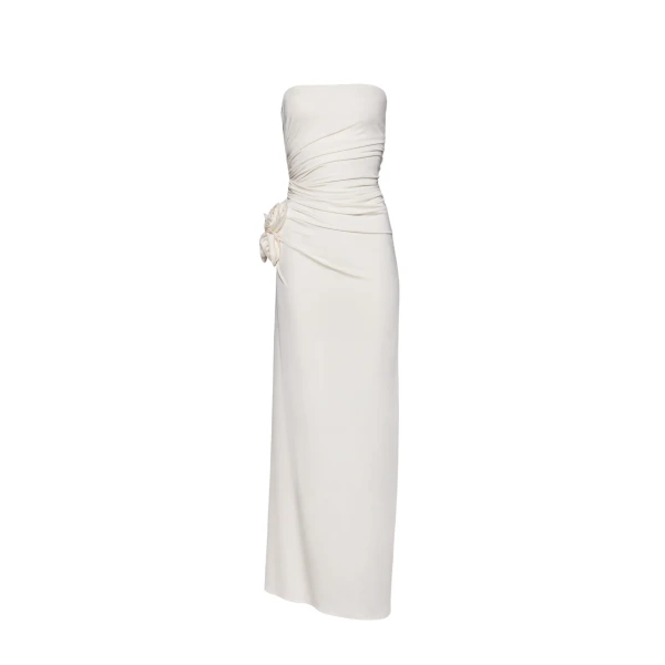 Magda Butrym Gathered strapless maxi dress in cream scaled34100 nobg