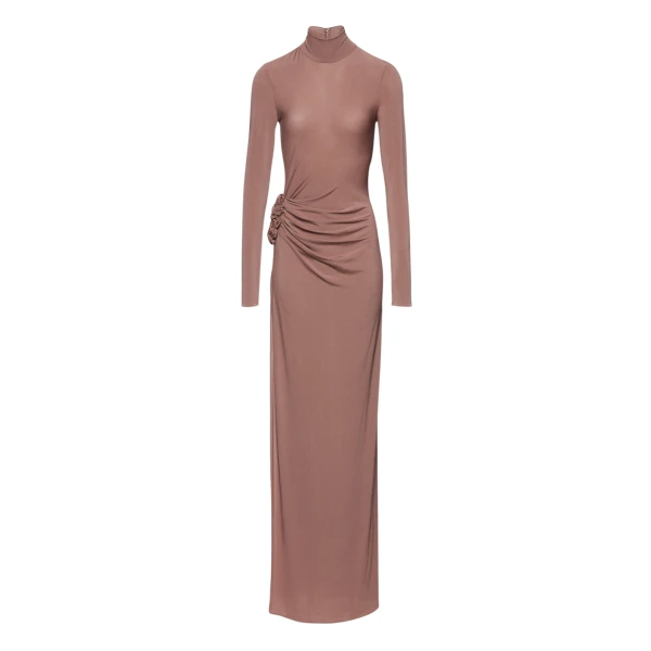 Magda Butrym Jersey turtleneck dress in brown scaled57933 nobg