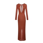 Magda Butrym Knit keyhole maxi dress in rust scaled17783 nobg