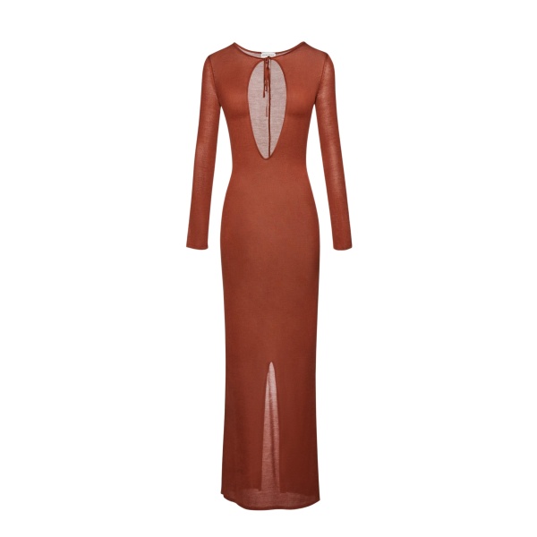 Magda Butrym Knit keyhole maxi dress in rust scaled17783 nobg