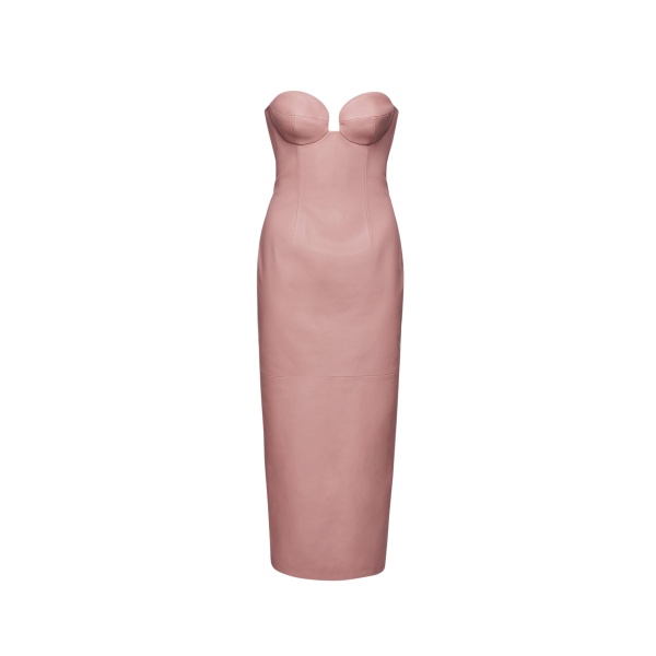 Magda Butrym Leather bustier midi dress in pink scaled62077 nobg