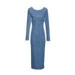 Magda Butrym Long sleeve denim bustier dress in blue scaled41456 nobg