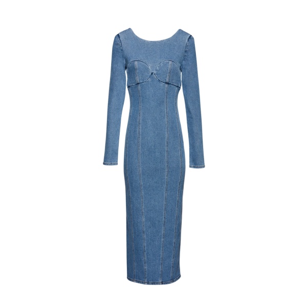 Magda Butrym Long sleeve denim bustier dress in blue scaled41456 nobg