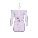 Magda Butrym Off shoulder ruched mini dress in lilac scaled78417 nobg