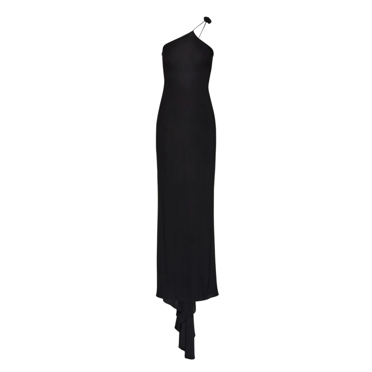 Magda Butrym One shoulder rosette jersey maxi dress in black scaled57643 nobg