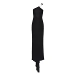 Magda Butrym One shoulder rosette jersey maxi dress in black scaled57643 nobg