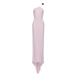 Magda Butrym One shoulder rosette jersey maxi dress in pink scaled38275 nobg