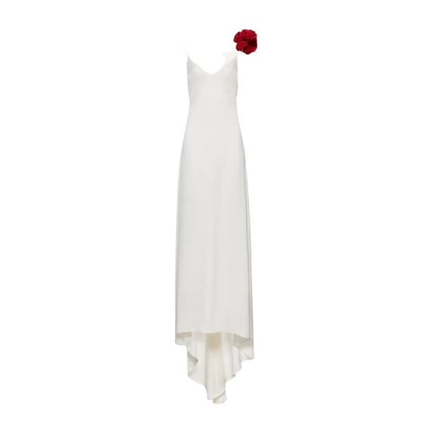 Magda Butrym Rosette embellished slip gown in cream scaled28791 nobg