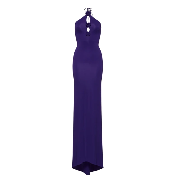 Magda Butrym Rosette halter jersey maxi dress in violet scaled92594 nobg