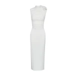 Magda Butrym Ruched mock neck midi dress in cream scaled80020 nobg