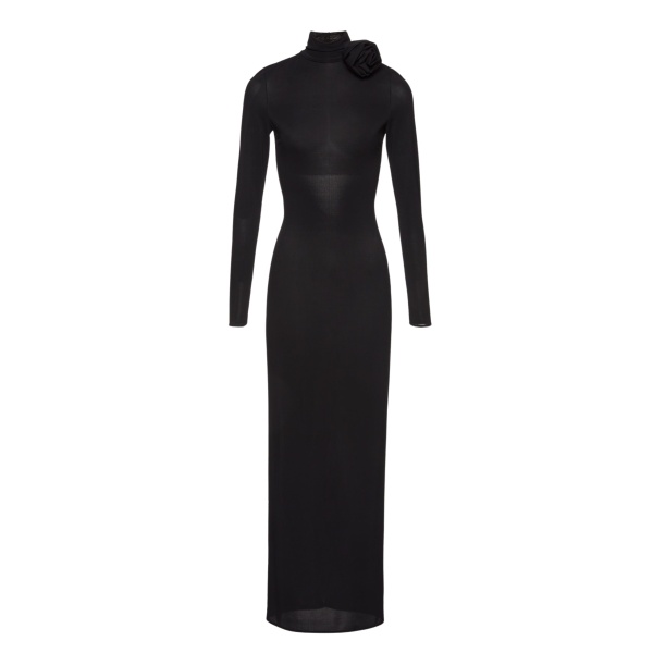 Magda Butrym Sheer high neck maxi dress in black scaled91145 nobg