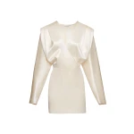 Magda Butrym Silk v neck mini dress in cream scaled73186 nobg