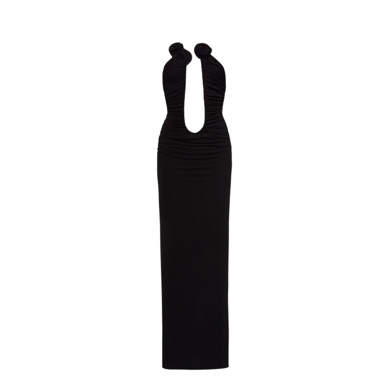 Magda Butrym Strapless plunge maxi dress in black scaled91054 nobg
