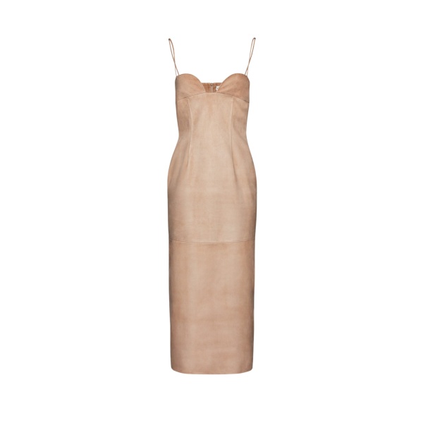 Magda Butrym Suede bustier midi dress in beige scaled30168 nobg