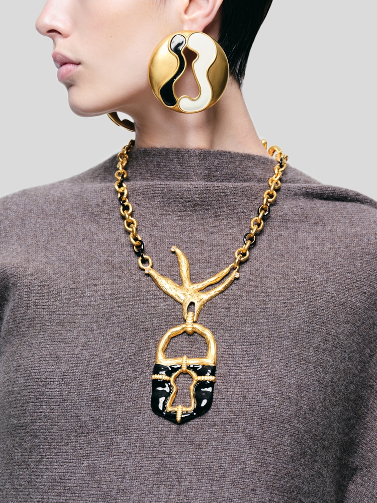 Collier 'Blue Eye' Doré Inspiré Schiaparelli - Style Haute Couture - Neuf Sans Emballage