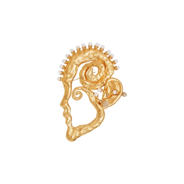 Schiaparelli Surrealist Snail Face Brooch35402 nobg