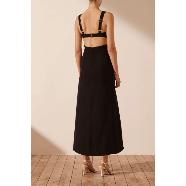 Shona Joy Amura Bustier Midi Dress - Black