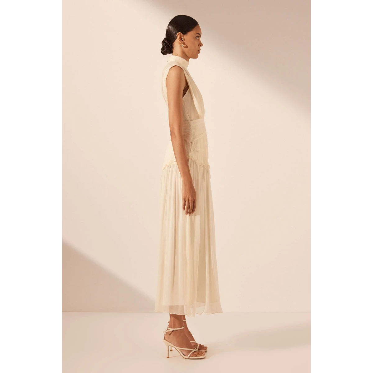 Shona Joy Clemence High Neck Midi Dress - Cream