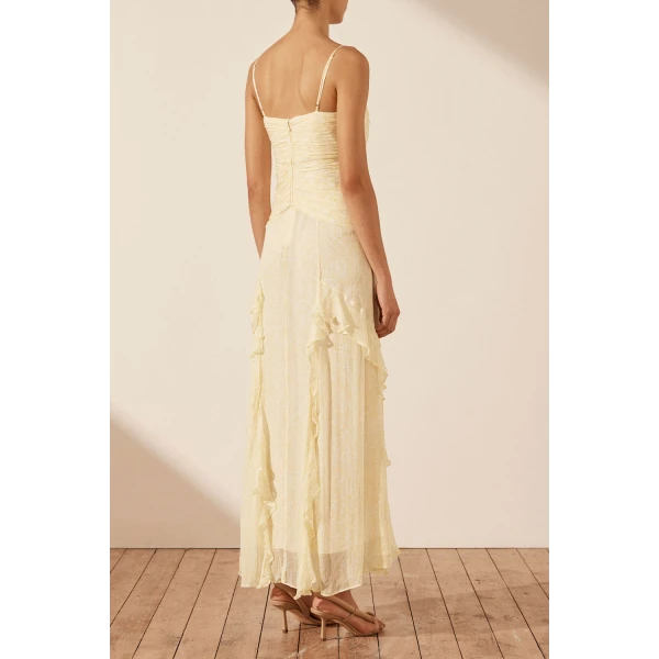 Shona Joy Gina Ruched Frill Maxi Dress