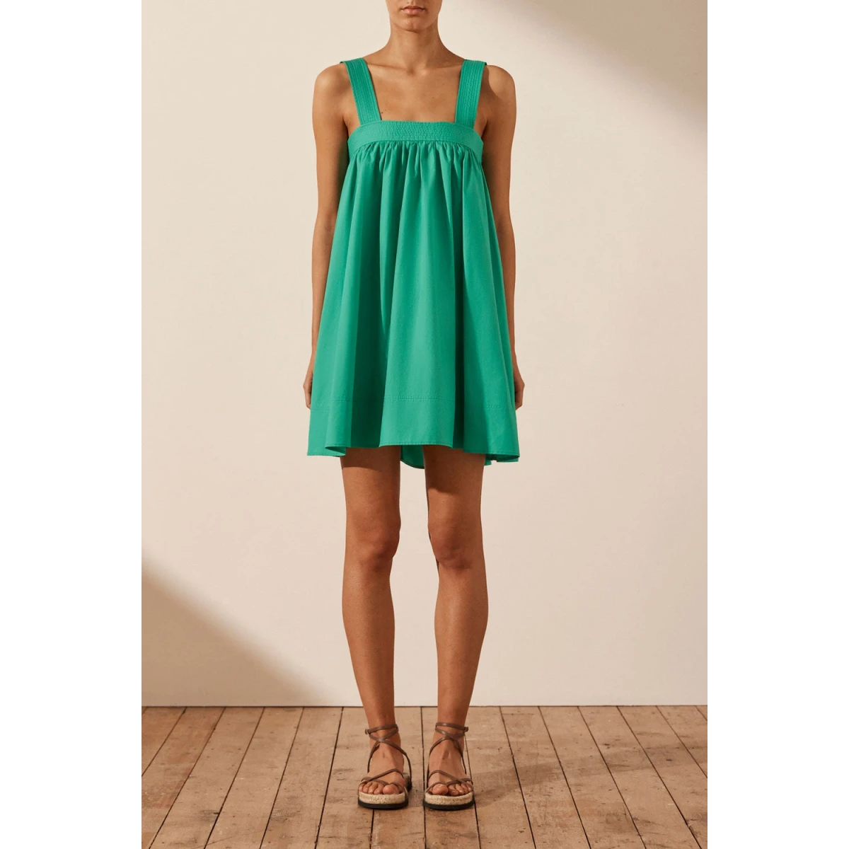 Shona Joy Kohala Low Cross Back Mini Dress - Jade